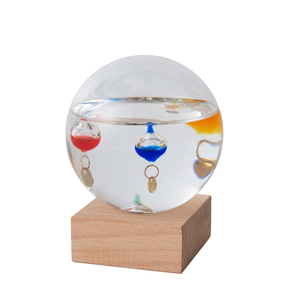 ガラスフロートガリレオ温度計 小 ドーム型 おしゃれなサイエンスインテリア 理系雑貨