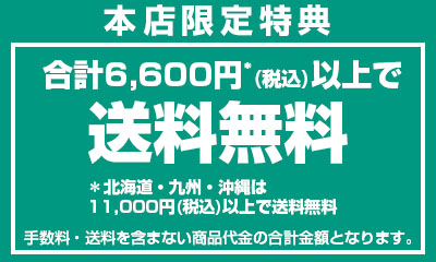 合計6,600円(税込)以上で送料無料。※沖縄県のみ11,000円(税込)以上で送料無料。